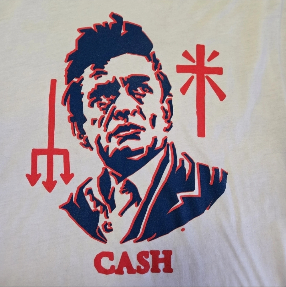 Rogue American Johnny Cash Saint Or Sinner Tshirt Mens L EUC - Picture 2 of 6